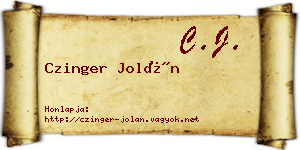 Czinger Jolán névjegykártya